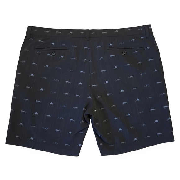 Scales Navy Patterned Men's Flat Front Shorts Size 42 - Picture 2 of 5